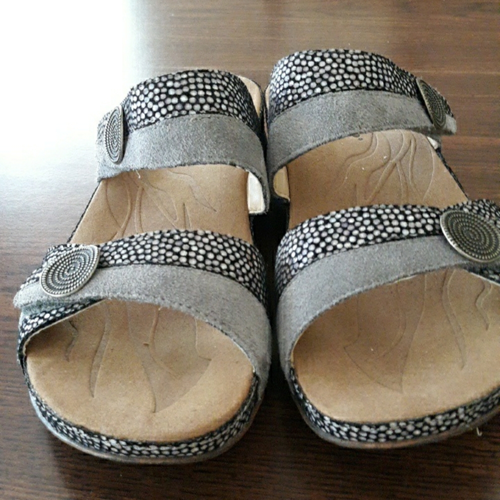 Romika Black and Gray Comfort Sandals with Adjustable Straps
